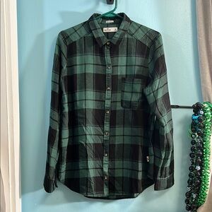 Hollister Green and Black Plaid Shirt